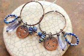 Midnight / Copper And Gemstone Earrings