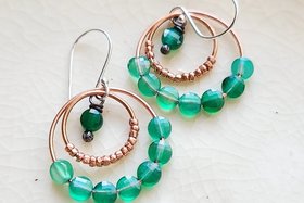 Reserved for Becky S. / Spring / Copper & Green Onyx Earrings