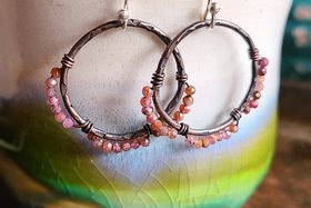Reserved for Becky S / Ruby Skies / Copper & Ruby Earrings