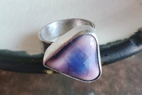 Purple Heart / Adjustable Ceramic & Silver Ring