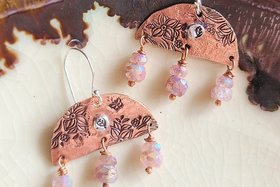 Secret Garden / Copper, Gemstone and Sterling Silver Earrings