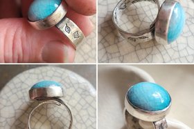 Secret Garden / Aqua Ceramic & Silver Ring