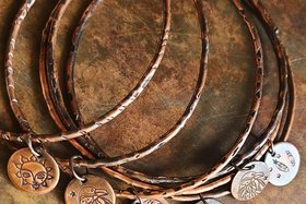 Copper Charm Bangle / Copper Bracelet