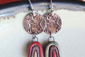 Rainbows / Copper, Ceramic and Sterling Silver Earrings