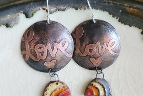 Love Is Love / Copper, Ceramic and Silver Earrings