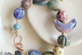 Meadow Bird / Ceramic Bead Bracelet